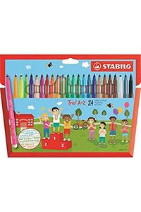Estuche 24 rotuladores stabilo trio a-z colores surtidos