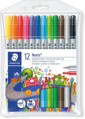 Estuche 12 rotuladores doble punta 3200 colores surtidos