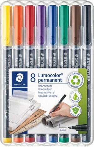 ESTUCHE 8 ROTULADORES LUMOCOLOR 318 PUNTA F COLORES SURTID.