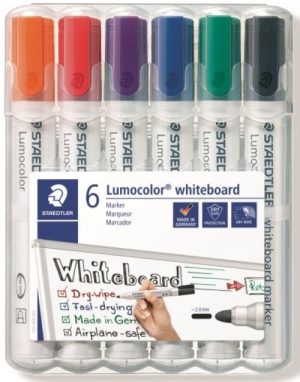 Estuche 6 rotuladores lumocolor whiteboard 351 colores básicos