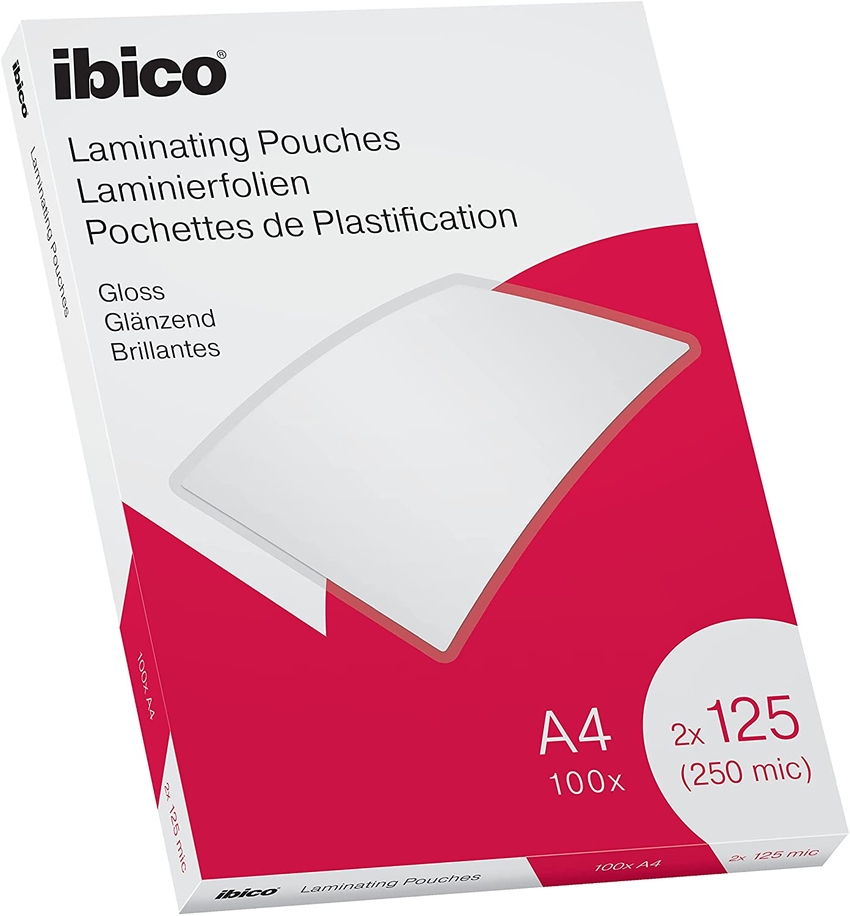 Pack 100 fundas plastificar a4 125 micras brillo ibico