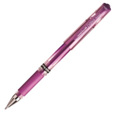 C/12 boligrafos uni-ball signo broad rosa metálico 1mm
