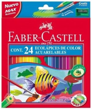 ESTUCHE 24 LAPICES ACUARELABLES + PINCEL FABER-CASTELL
