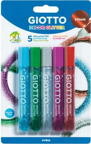 BLISTER 5 TUBOS 10ML COLA GLITTER GLUE STRASS GIOTTO