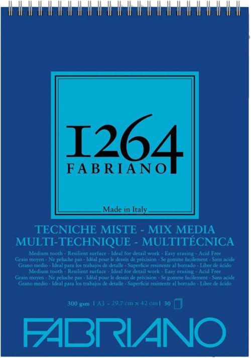 Bloc espiral fabriano 1264 mix-media a3 30h 300g