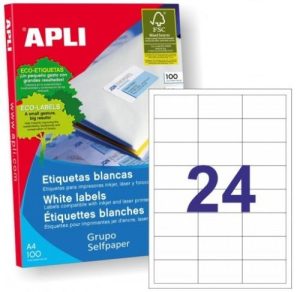 C/100 HOJAS ETIQUETAS FT/IM 64,6X33,8 APLI CANTOS RECTOS