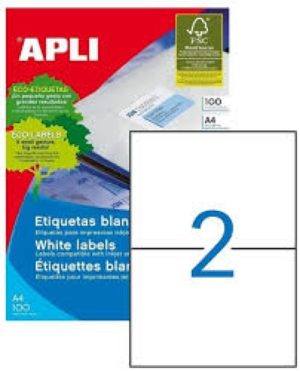 C/100 HOJAS ETIQUETAS FT/IM A5 210X148 APLI CANTOS RECTOS