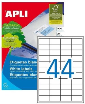 C/100 hojas etiquetas ft/im 48,5x25,4 apli cantos rectos