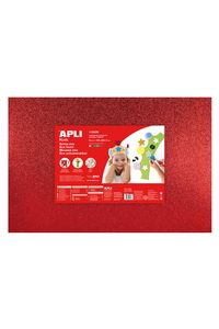 Blister 5 laminas goma eva purpurina 400x600x2mm colores oro, plata, verde , azul y rojo