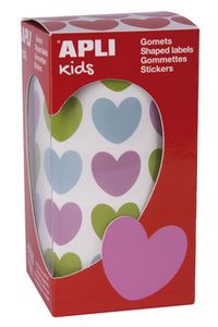 ROLLO GOMETS CORAZONES MULTICOLOR AUTOADHESIVOS 20X18MM