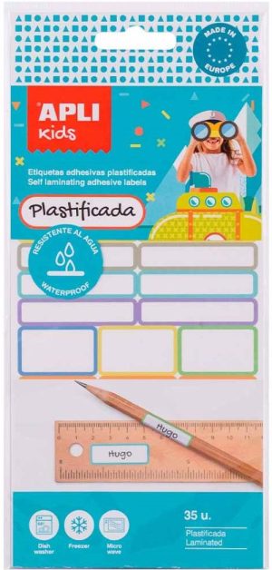 BLISTER 35 ETIQUETAS PLASTIFICADAS VARIOS TAMAÑOS