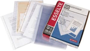 C/100 fundas portadocumentos fº multitaladro pp 80 micras cristal con refuerzo