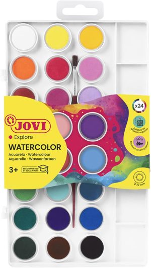 Estuche plastico 24 acuarelas colores surtidos jovi