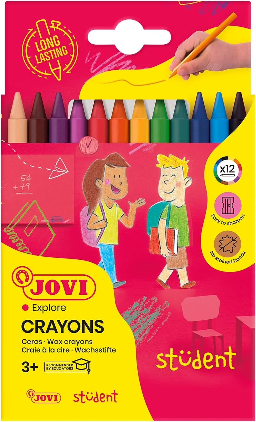 Estuche 12 ceras plásticas student colores surtidos