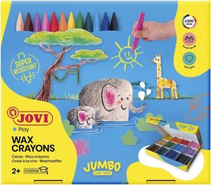 Caja 300 ceras triangulares jovicolor triwax 12 colores economy pack