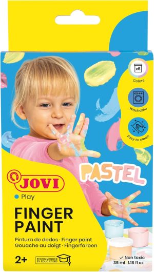 Estuche 6 botes pintura dedos jovi 35ml colores pastel