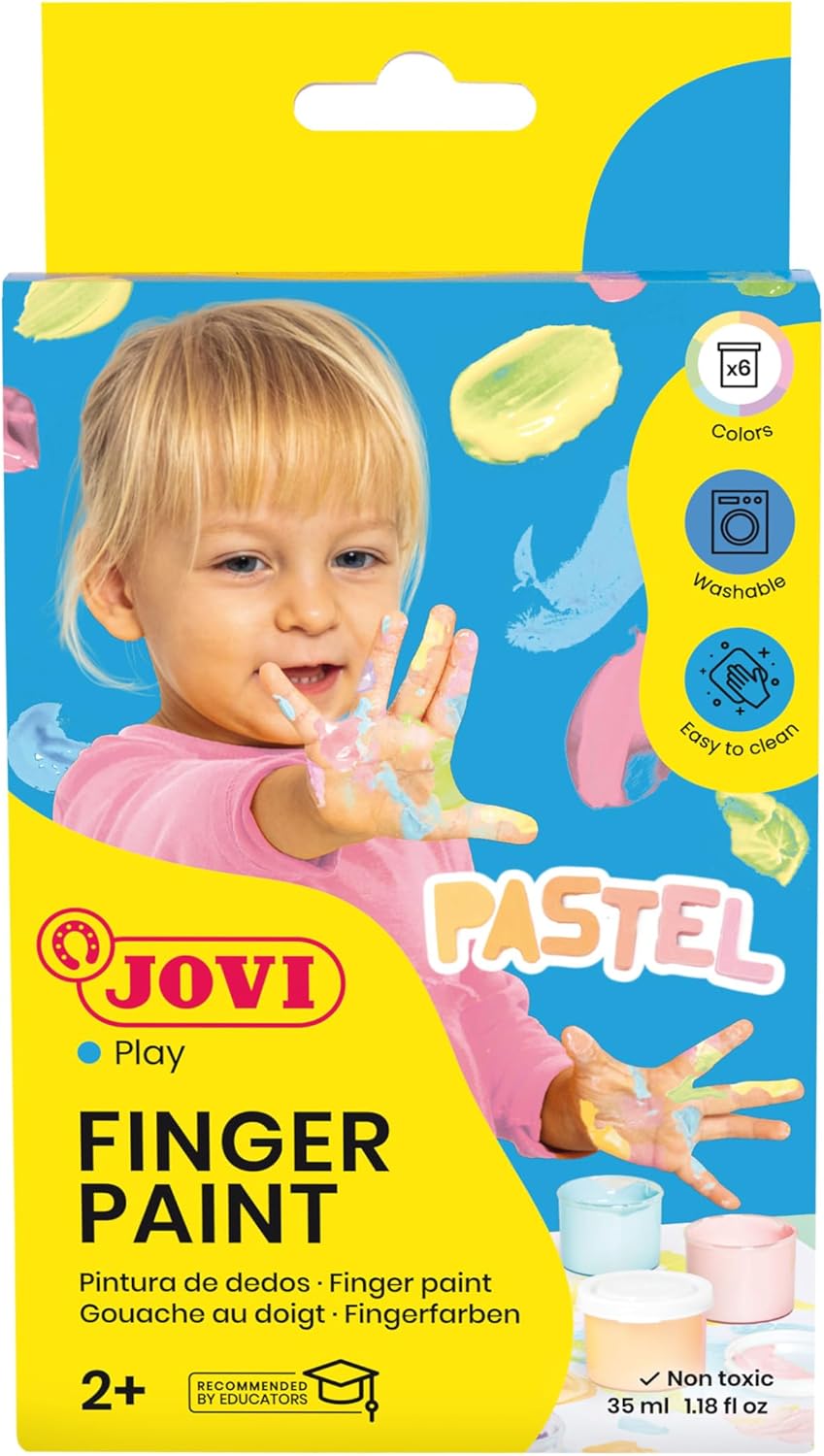 Estuche 6 botes pintura dedos jovi 35ml colores pastel