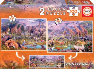ANIMALES SALVAJES PUZZLE 2X100 PIEZAS