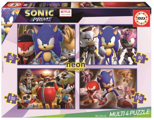 PUZZLE INFANTIL SONIC NEON MULTI 4 50 80 100 150 PIEZAS