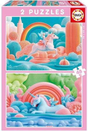PUZZLE 2X48 PIEZAS UNICORNIOS MAGICOS
