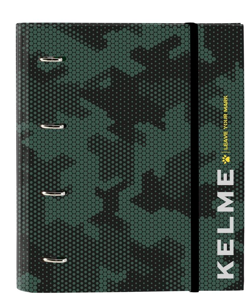 CARPETA 4 ANILLAS 35MM CON RECAMBIO KELME CAMO 27x32x3,5cm