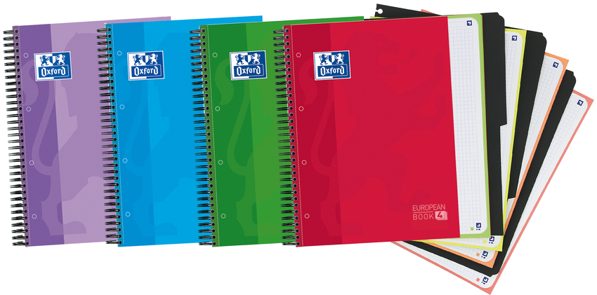 Paq/5 cuaderno espiral a4+ 120h 90g. cuadrícula 5x5 ebook4 con separadores tapa extradura