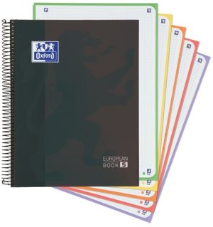Paq/5 cuaderno esprial a4+ 120h 90g. cuadrícula 5x5 ebook5 classic color negro