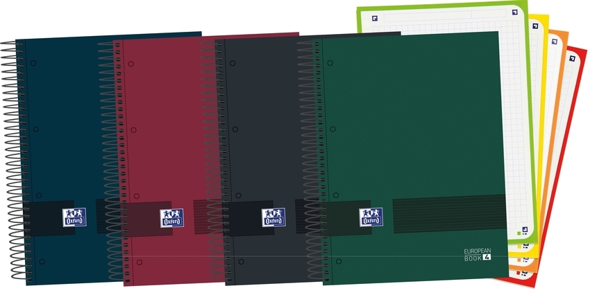Paq/5 cuaderno espiral a5+ 120h 90g cuadrícula 5x5 microperforado ebook4 oxford &you clores neutros
