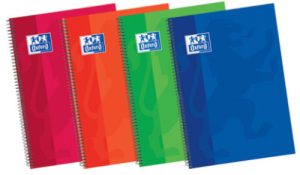 Pack 4+1 cuaderno espiral fº 80h 90g. 1horizontal c/m colores vivos tapa extradura