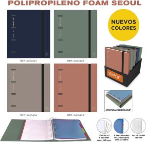 C/4 carpebloc ringbook foam a4  4 anillas 35mm con recambio seoul colores surtids