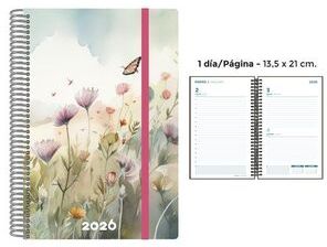 AGENDA ANUAL ESPIRAL 2026 PP DP DECORADA MARIPOSA 4º