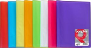 P/12 carpetas Fº 10 fundas soldadas colores surtidos poliplas