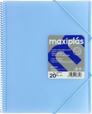 CARPETAS A4 50 FUNDAS A4 ESPIRAL MAXIPLAS AZUL SOFT