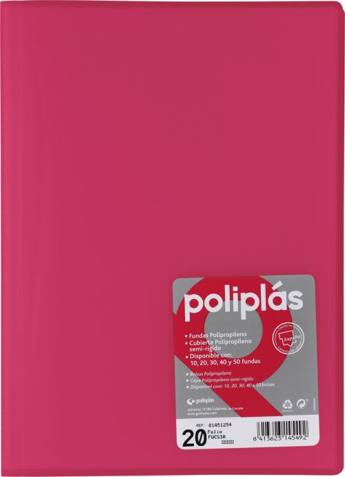 CARPETA Fº 40 FUNDAS SOLDADAS TRANSLUCIDAS FUCSIA