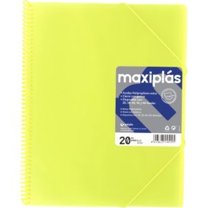 CARPETAS A4 20 FUNDAS A4 ESPIRAL MAXIPLAS AMARILLO