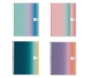 Paq/4 cuaderno esprial notebook4 a4 120h 90 cuad.5x5 serie Aurora