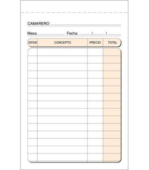 PAQ/10 TALONARIOS DE CAMARERO 9X14CM NUMERADO T160N