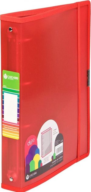 Carpeta a4+ 4 anillas 25mm polipropileno rojo cierre con goma dune