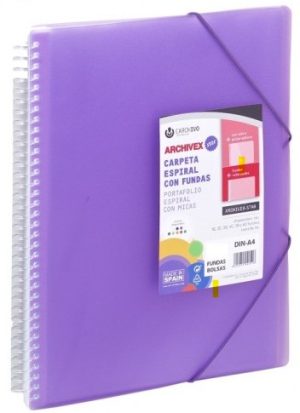 CARPETA 40 FUNDAS A4 ESPIRAL ARCHIVEX STAR VIOLETA CARCHIVO