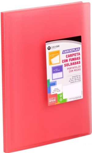 Carpeta 30 fundas soldadas a4 tapa flexible color rojo carchiplas