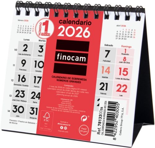 CALENDARIO SOBREMESA 2026 NUM GRANDES XS