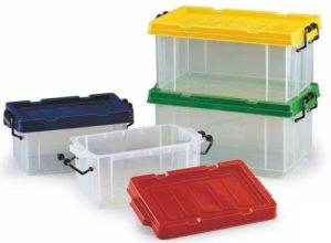 C/10 CAJAS MULTIUSOS 28X18X12CM POLIPROPILENO COL. SURTIDOS