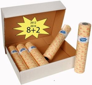 PACK 8+2 ROLLOS DE 1000 ETIQUETAS 26X12 BLANCO PERMANENTE