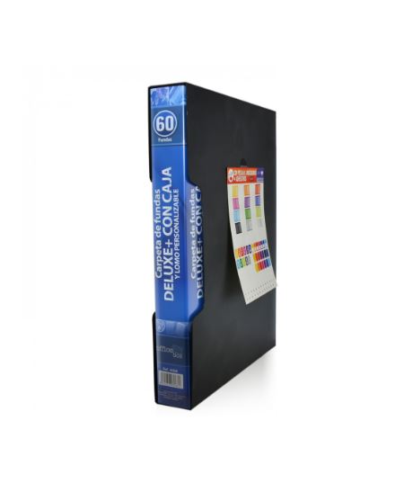 carpeta negra 60 fundas a4 deluxe con caja y lomo personalizable
