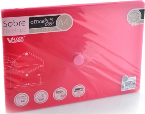 PAQ/10 CARPETA SOBRE A4+ V-LOCK 240X335 MM VELCRO ROJO