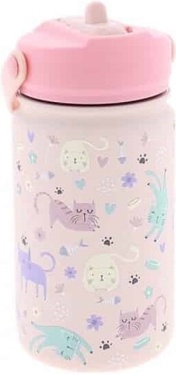 BOTELLA TERMICA CON ADAPTADOR INFANTIL 330ML PINK CATS