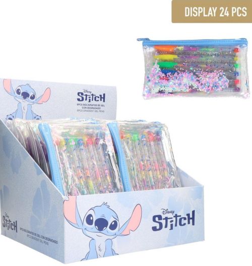 EXP 24 PORTATODOS CON 6 BOLIGRAFOS DE GEL DISNEY STITCH