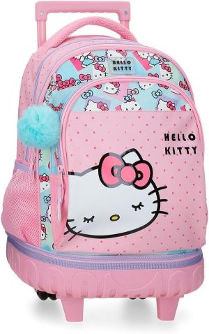 MOCHILA COMPACT CON RUEDAS HELLO KITTY BOWS