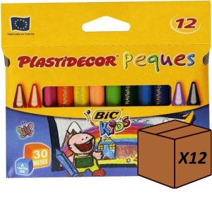 (PACK 12U.) Estuches 12 ceras plastidecor peques tiangulares