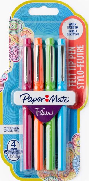 Blister 4 rotuladores punta de fibra flair fun colores surtidos